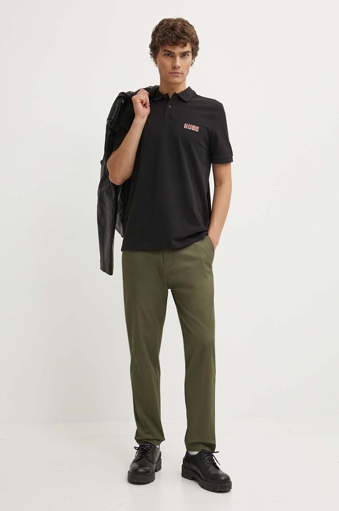 Pamučna polo majica HUGO 50516651 crna AW24