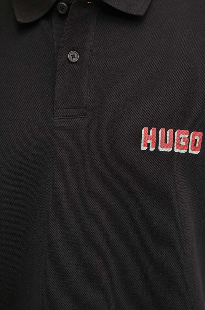 Pamučna polo majica HUGO 50516651 crna