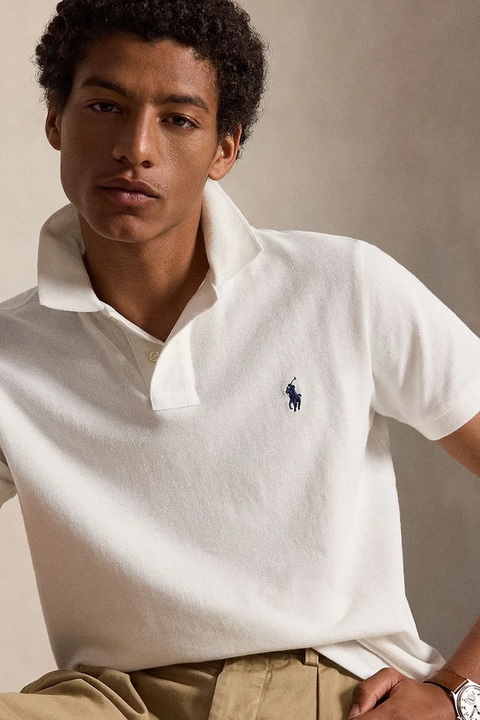 Βαμβακερό μπλουζάκι πόλο Polo Ralph Lauren λευκό 710666998
