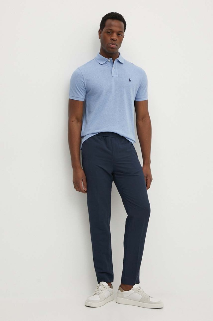 Bombažen polo Polo Ralph Lauren 710666998 modra SS26