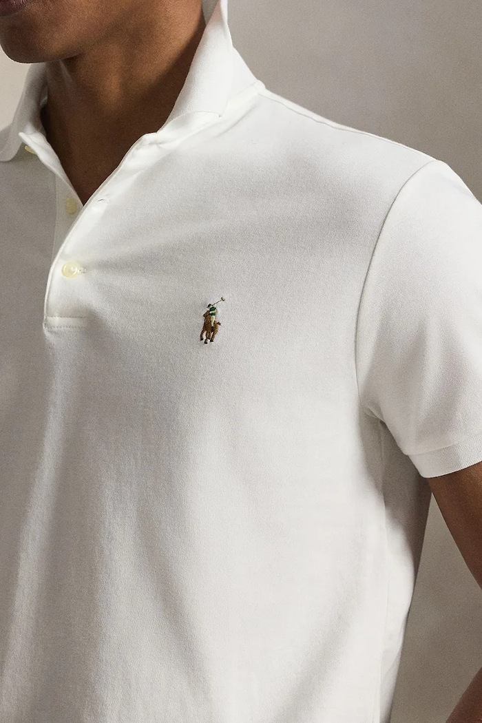 Πόλο ανδρικό βαμβακερό Polo Ralph Lauren 710713130 λευκό