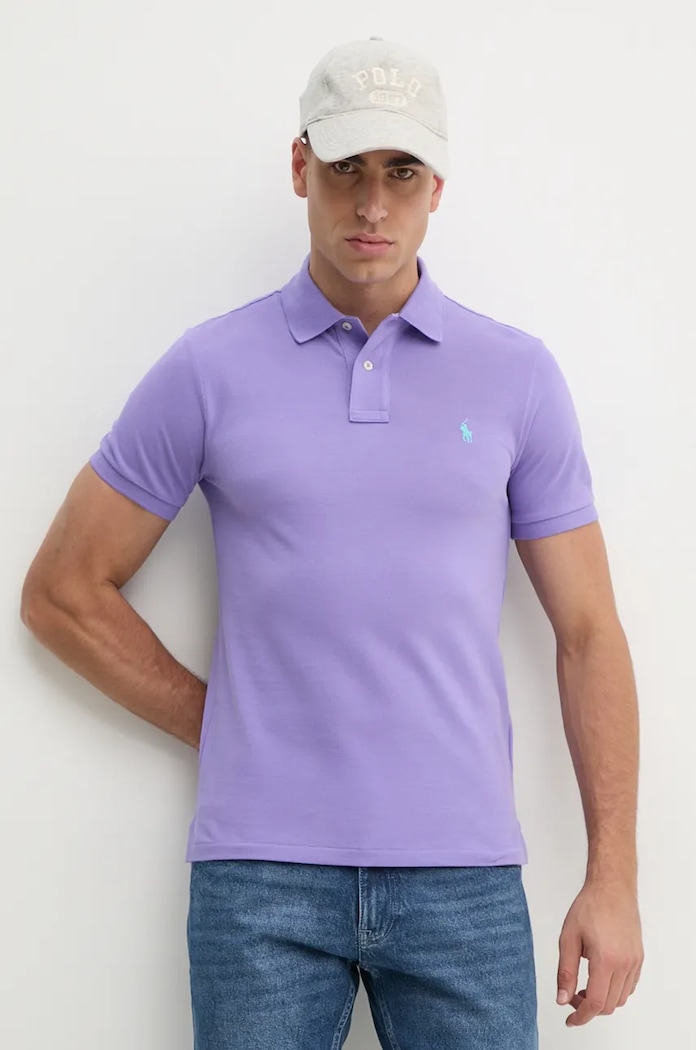 Bavlnené polo tričko Polo Ralph Lauren jednofarebný fialová 710795080