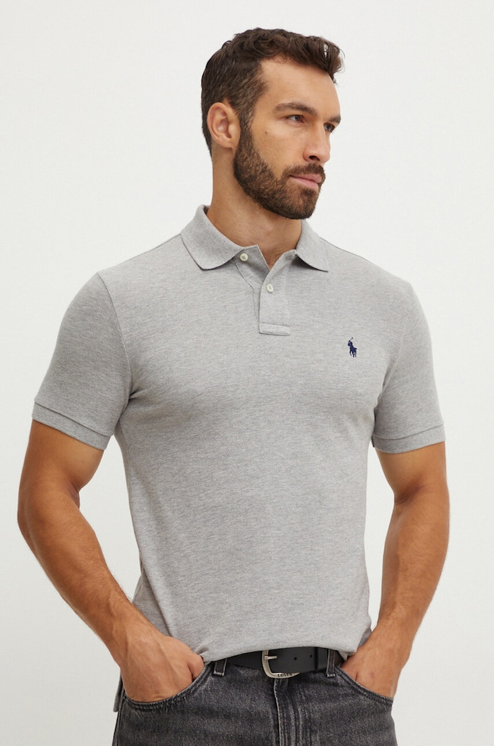 Bavlnené polo tričko Polo Ralph Lauren jednofarebný sivá 710795080