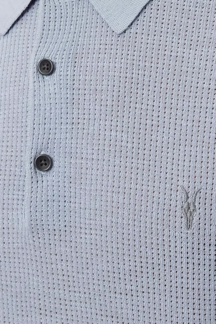 AllSaints polo de bumbac AUBREY SS M020KA albastru