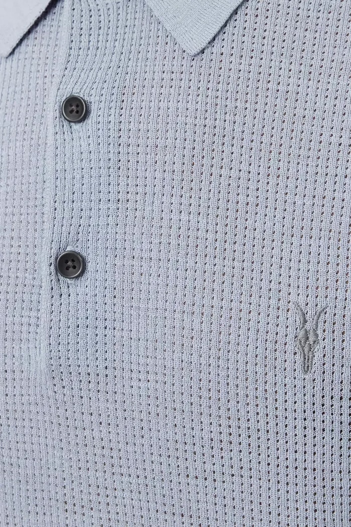 AllSaints polo de bumbac AUBREY SS M020KA albastru