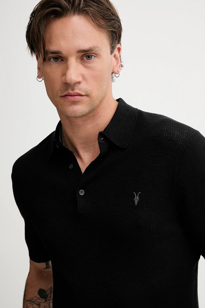 Pamučna polo majica AllSaints AUBREY SS AllSaints M020KA crna