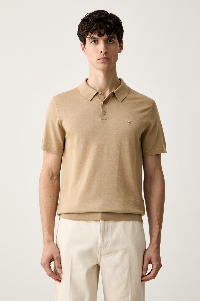 Michael Kors polo męskie wełniane beżowy CT460C47AP