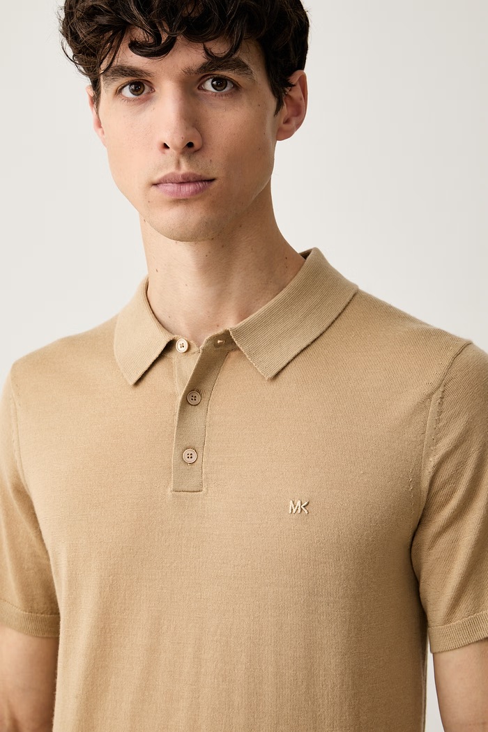 Michael Kors polo męskie wełniane beżowy CT460C47AP