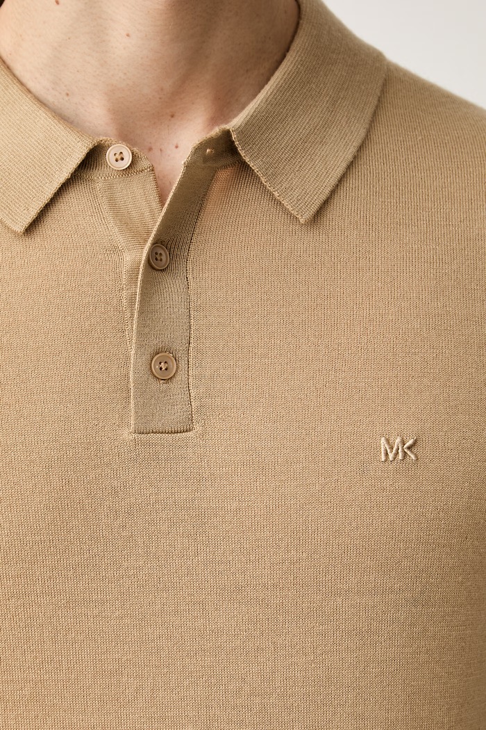 Michael Kors polo męskie wełniane CT460C47AP beżowy