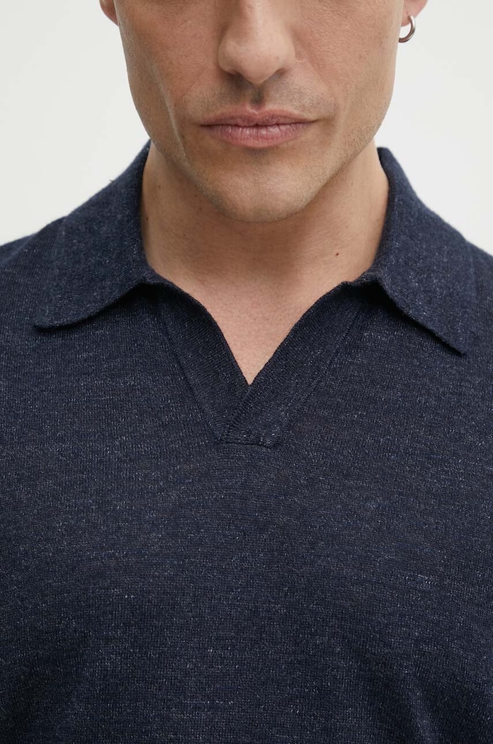 Theory polo lniane N0483701 granatowy