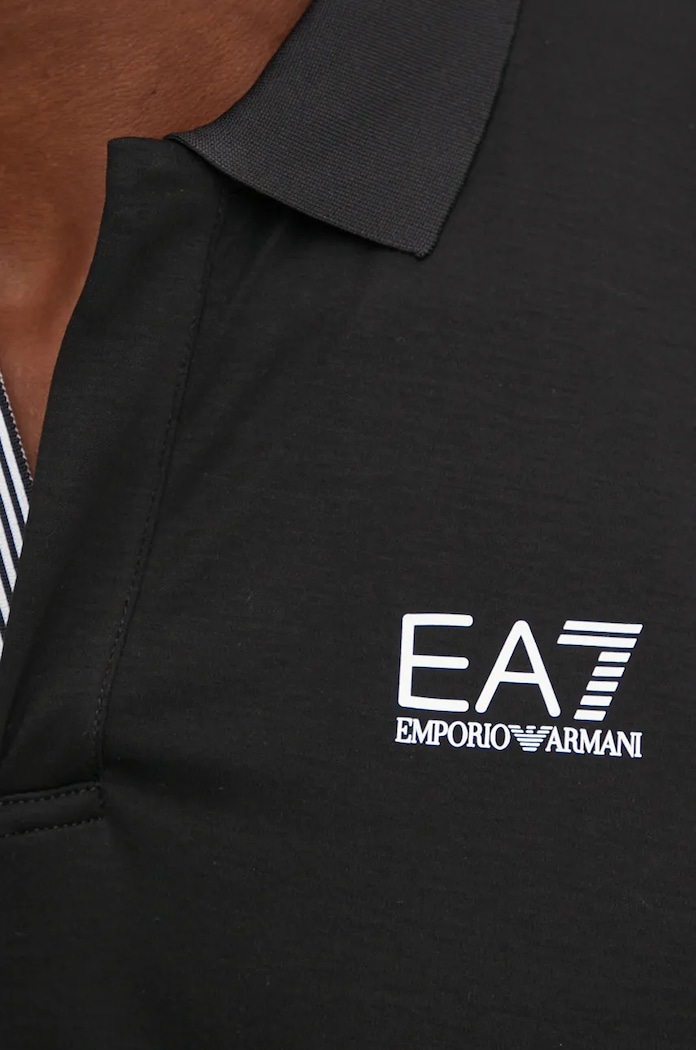 Памучна тениска с яка EA7 Emporio Armani PJOLZ.6DPF09.1200 черен