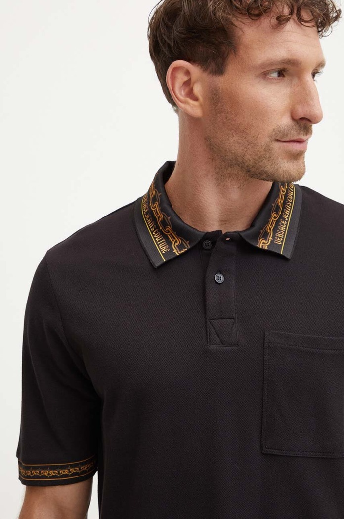 Versace Jeans Couture polo bawełniane 77GAGT04.CJ01T czarny