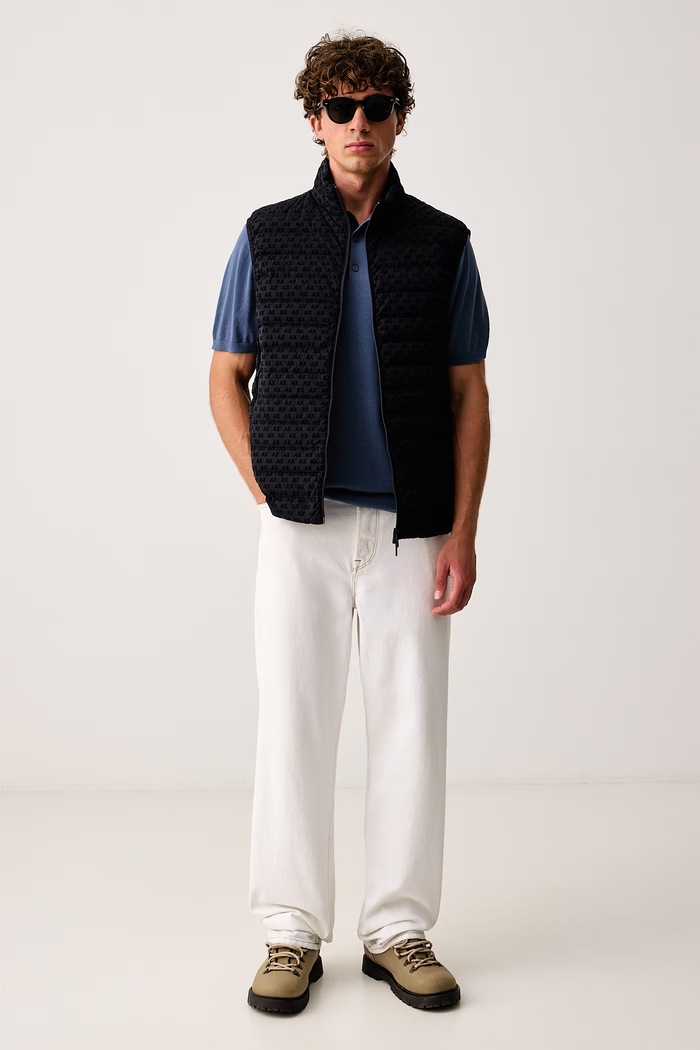 Armani Exchange Polo swetrowe męskie bawełniane 8NZF5D.ZM3JZ niebieski AW24
