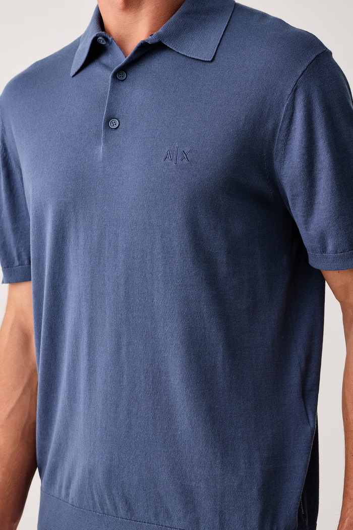 Polo swetrowe męskie bawełniane Armani Exchange 8NZF5D.ZM3JZ niebieski