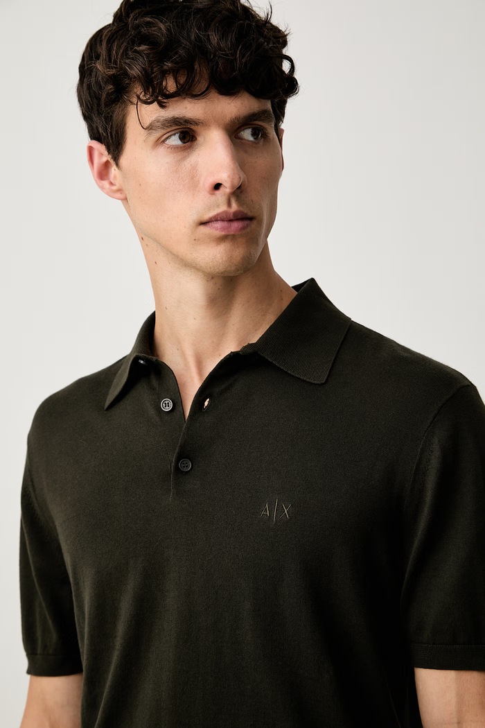 Armani Exchange úpletové polo tričko pánske bavlnené zelená 8NZF5D.ZM3JZ