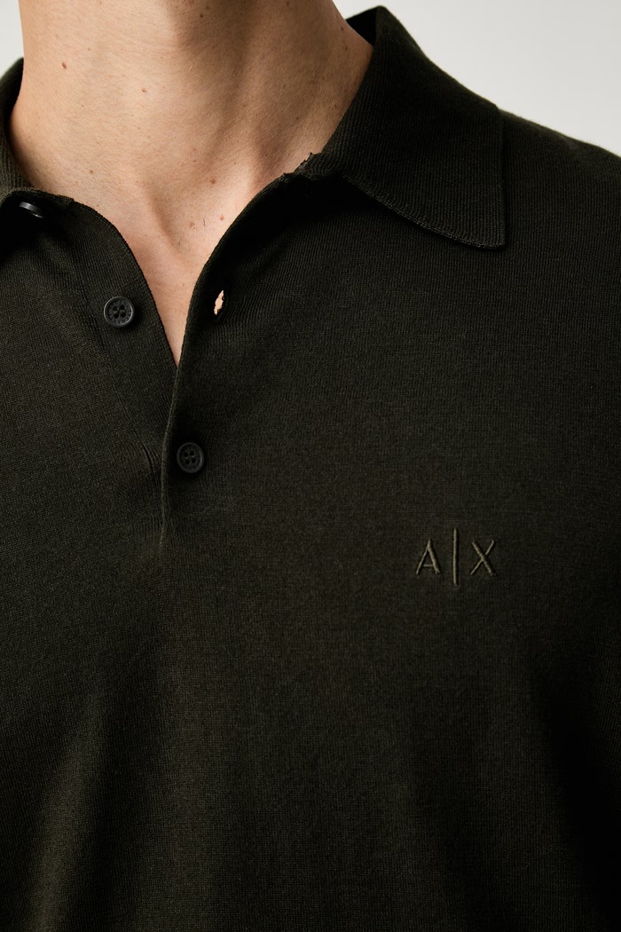 Armani Exchange úpletové polo tričko pánske bavlnené 8NZF5D.ZM3JZ zelená