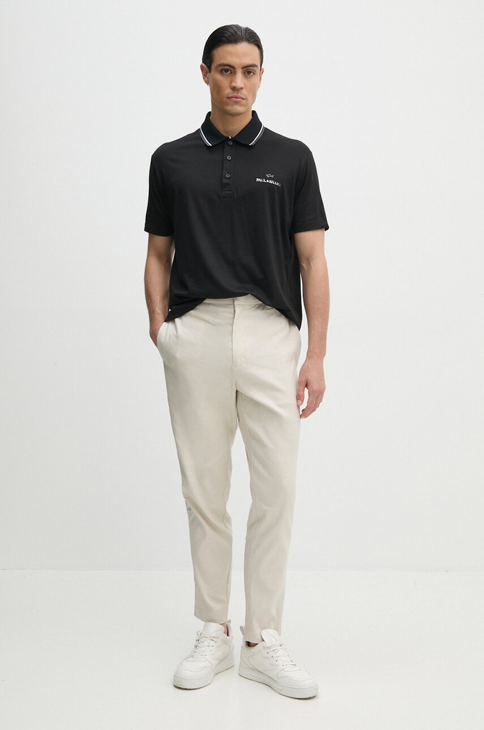 Bavlněné polo tričko Paul&Shark 14311713 černá AW24