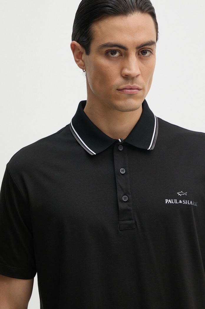 Bavlněné polo tričko Paul&Shark černá 14311713