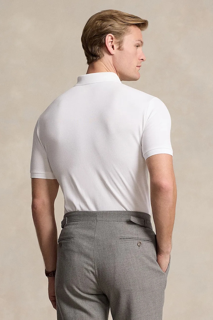 Polo Ralph Lauren πόλο από βαμβάκι με ελαστάν ανδρικό 710941439 λευκό SS26