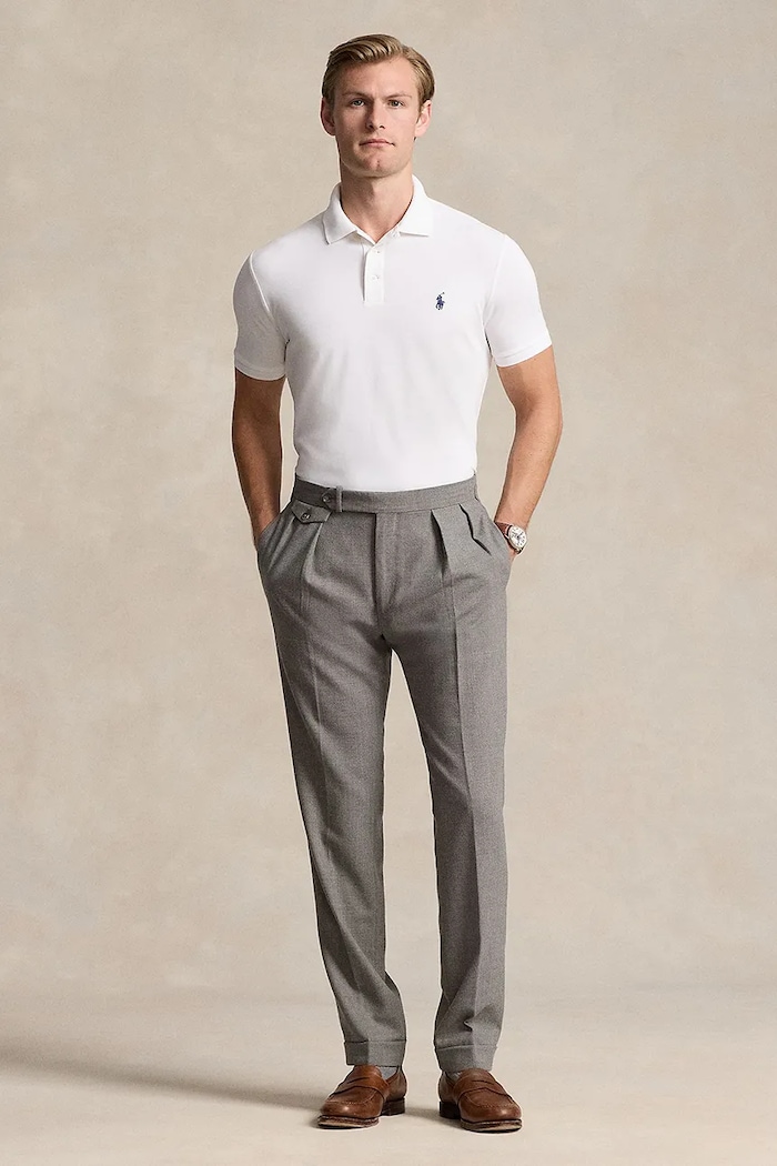 Oblečenie Polo Ralph Lauren polo tričko pánske bavlnené s elastanom 710941439 biela