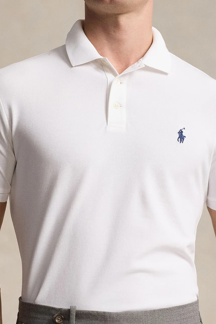 Polo Ralph Lauren πόλο από βαμβάκι με ελαστάν ανδρικό λευκό 710941439