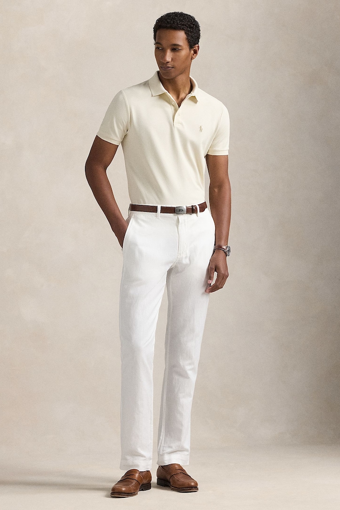 Odzież Polo Ralph Lauren Polo męskie bawełniane z elastanem 710941439 beżowy