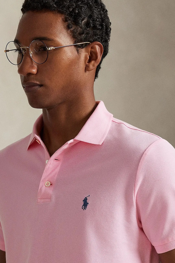 Polo Ralph Lauren πόλο ανδρικό από βαμβάκι με ελαστάν ροζ 710941439