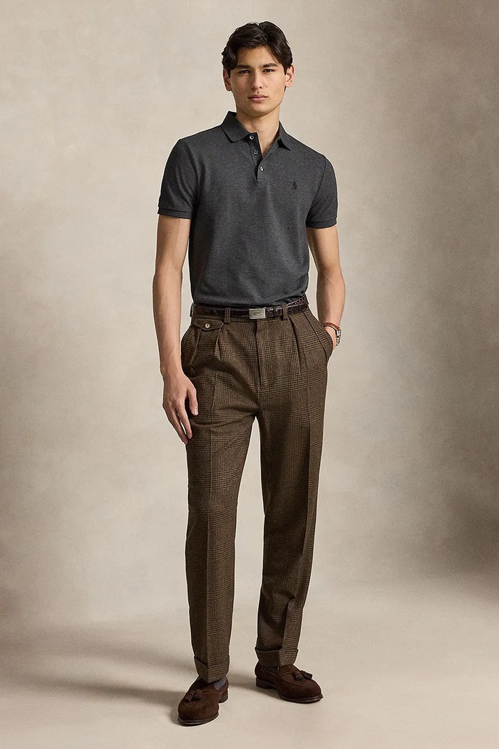 Odzież Polo Ralph Lauren polo męskie bawełniane z elastanem 710941439 szary