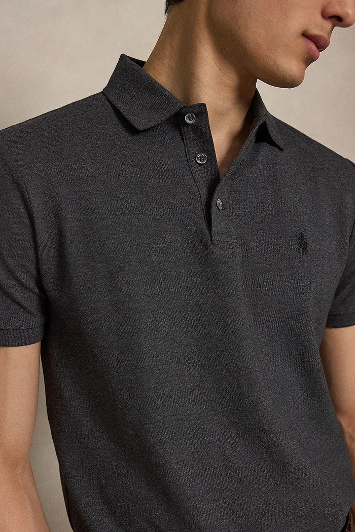 Polo Ralph Lauren polo męskie bawełniane z elastanem szary 710941439