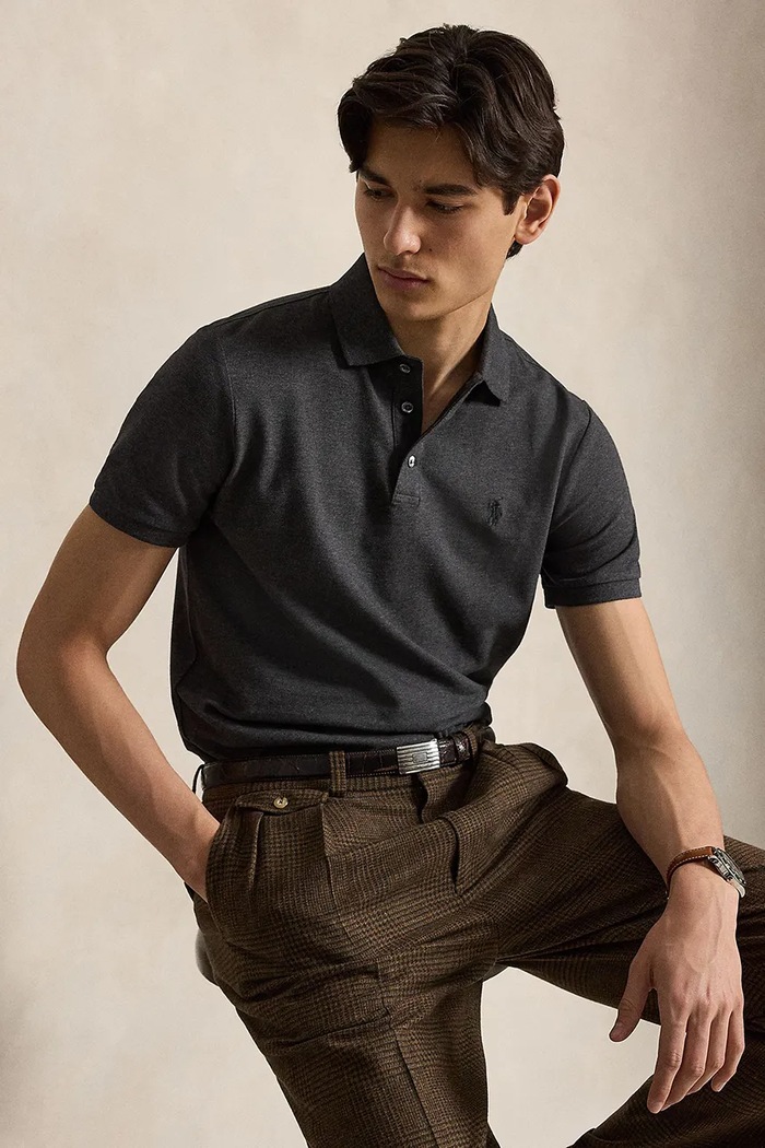 Polo Ralph Lauren polo męskie bawełniane z elastanem 710941439 szary