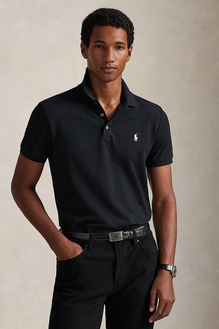 Polo Ralph Lauren πόλο ανδρικό από βαμβάκι με ελαστάν slim μαύρο 710941439