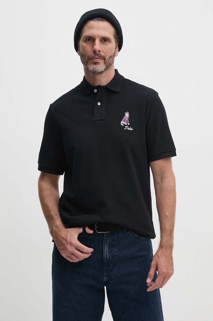 Bombažen polo Polo Ralph Lauren Našitek črna 710953336