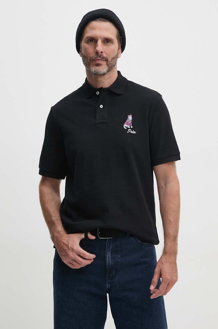 Bombažen polo Polo Ralph Lauren Našitek črna 710953336