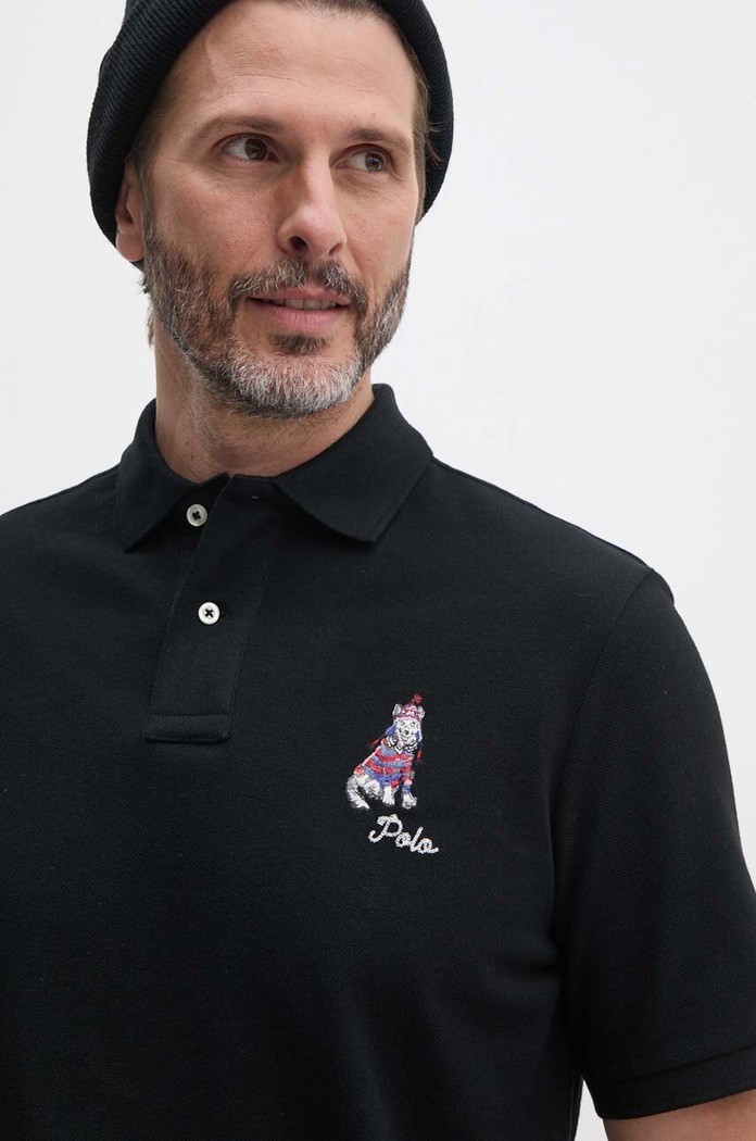 Bombažen polo Polo Ralph Lauren črna 710953336