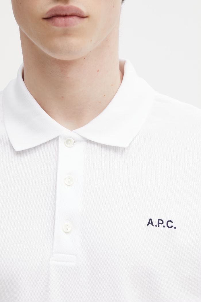 A.P.C. polo standard GOTS pánske bavlnené polo tričko biela COGWZ.H26342