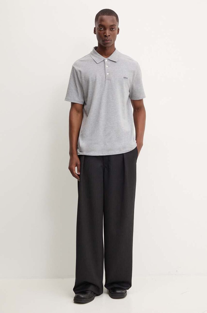 A.P.C. polo pánské bavlněné standard GOTS COGWZ.H26342 šedá SS26