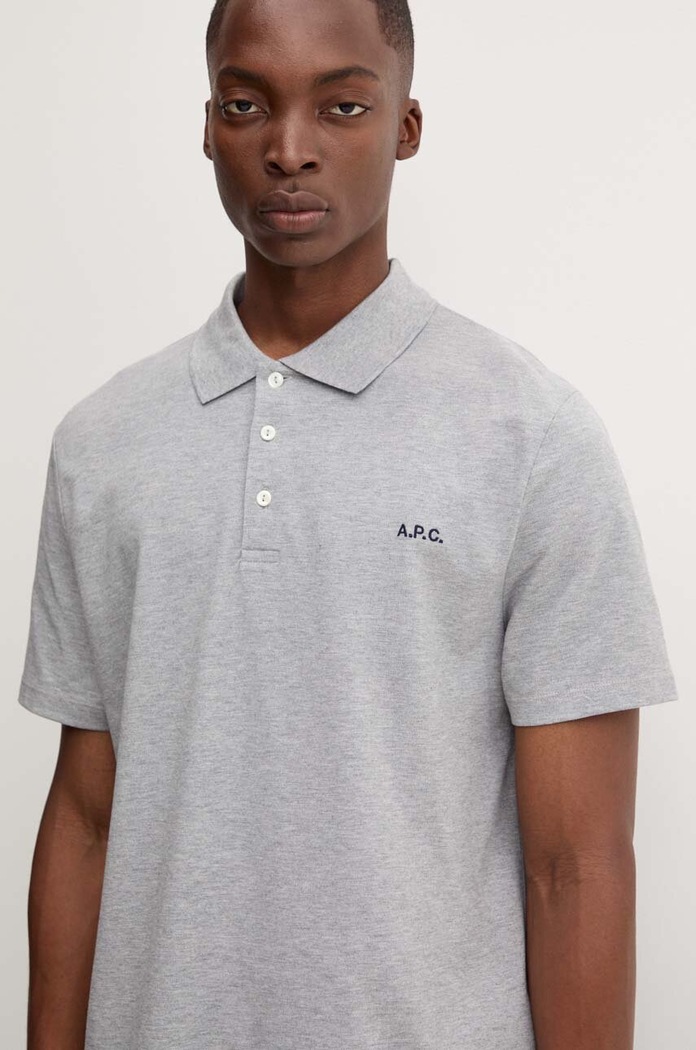 A.P.C. polo pánské bavlněné standard GOTS šedá COGWZ.H26342