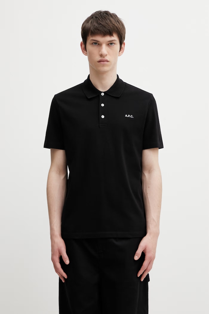 A.P.C. polo standard GOTS тениска с яка памучна мъжка черен COGWZ.H26342