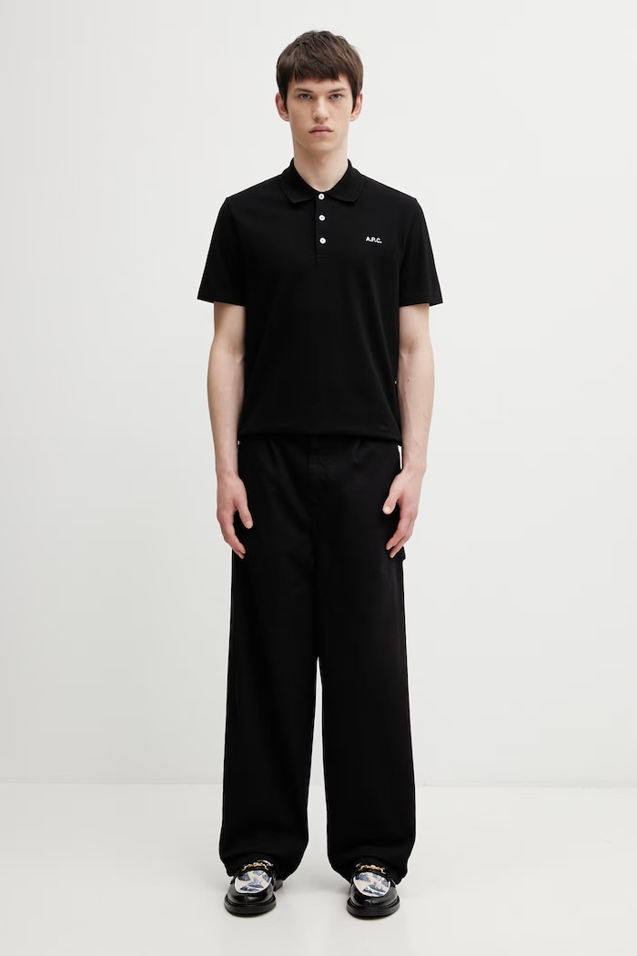 A.P.C. polo standard GOTS тениска с яка памучна мъжка COGWZ.H26342 черен