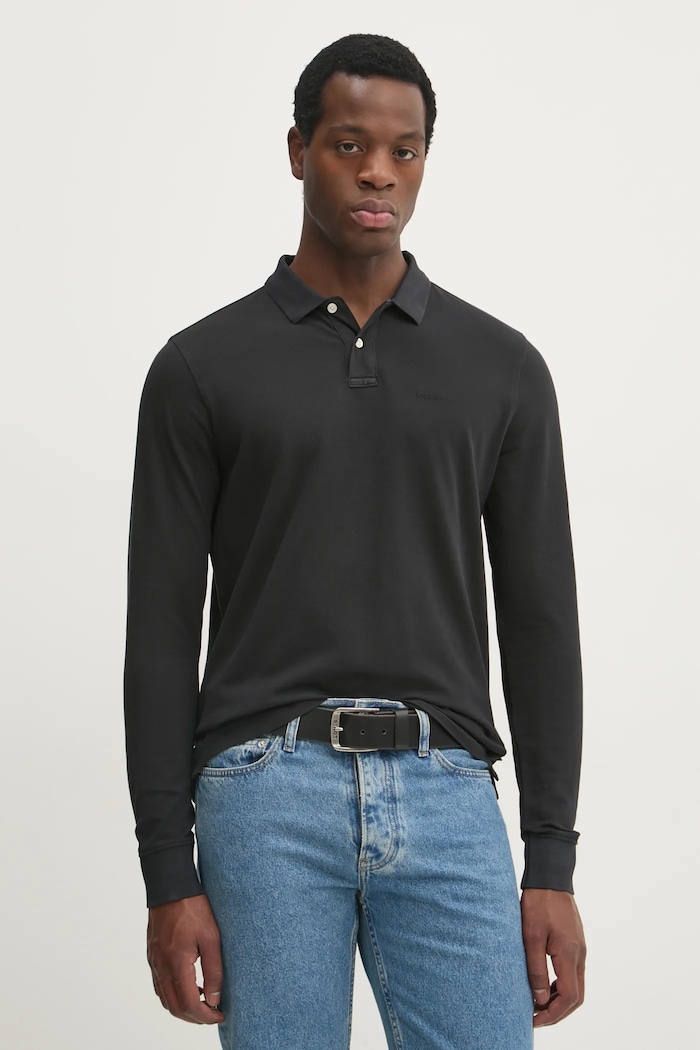 Pepe Jeans Bavlněné tričko s dlouhým rukávem Pepe Jeans NEW OLIVER GD LS černá PM542213