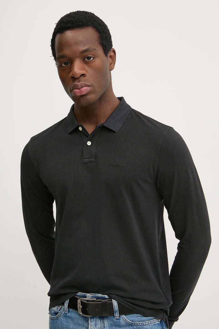 Bavlněné tričko s dlouhým rukávem Pepe Jeans NEW OLIVER GD LS Pepe Jeans PM542213 černá