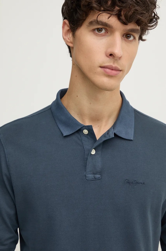Bavlněné tričko s dlouhým rukávem Pepe Jeans NEW OLIVER GD LS modrá PM542213