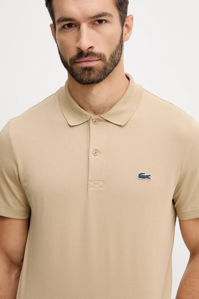Polo pentru bărbați cu bumbac Lacoste DH5522 bej