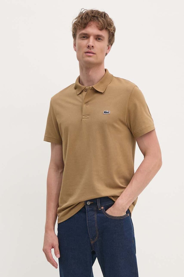 Lacoste polo z elastanem brązowy DH5522