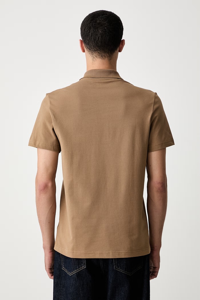 Ρούχα Lacoste πόλο ανδρικό με βαμβάκι DH5522 καφέ