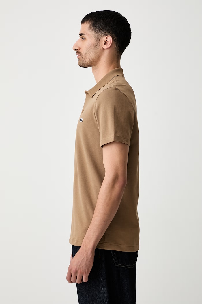 Lacoste polo męskie z bawełną brązowy DH5522