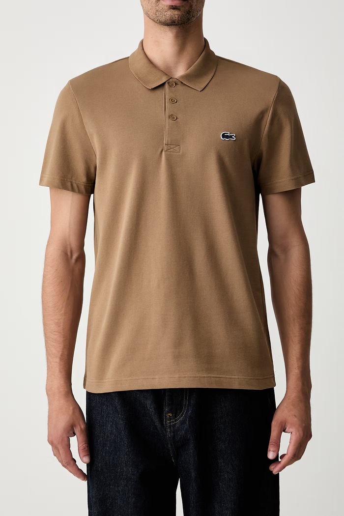 Lacoste πόλο ανδρικό με βαμβάκι DH5522 καφέ