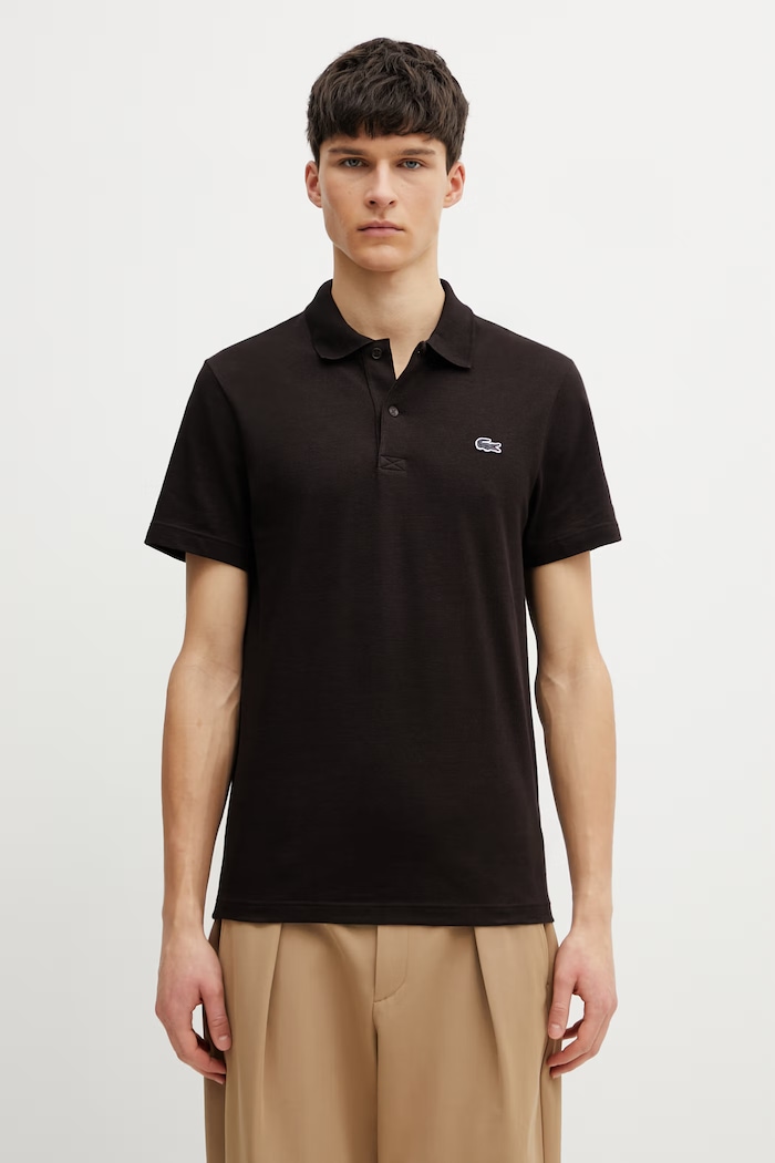 Lacoste polo z elastanem brązowy DH5522