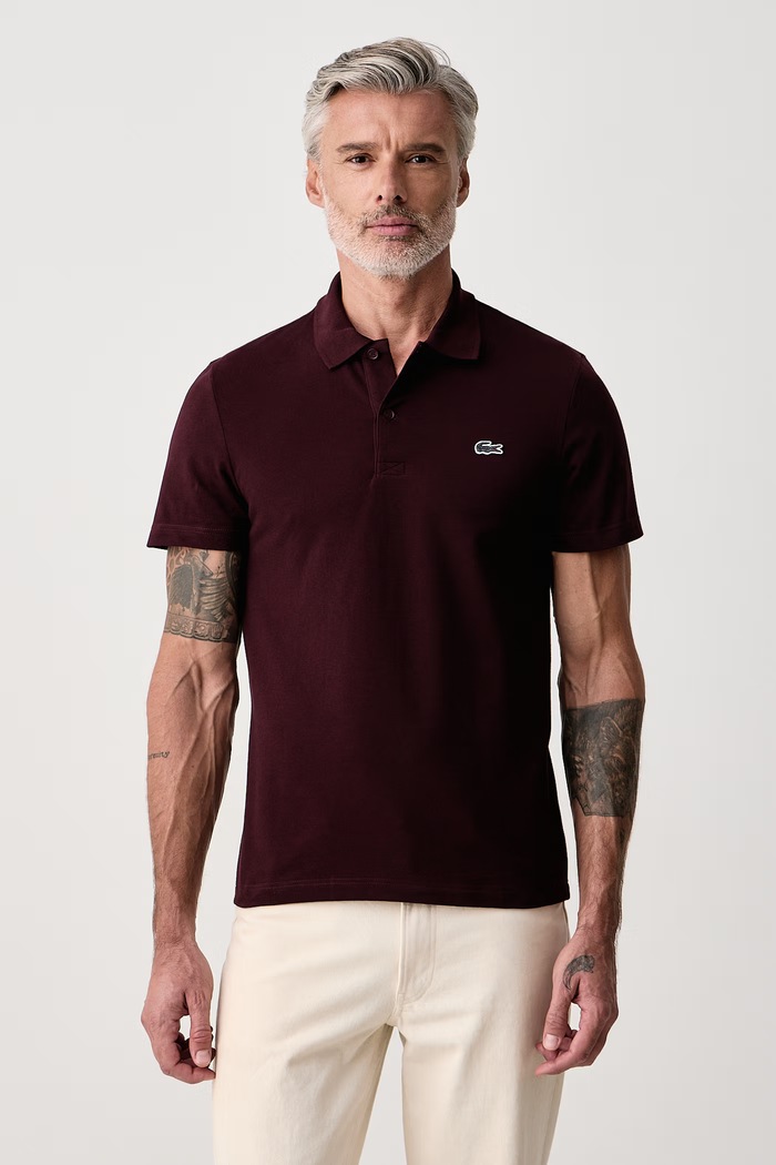 Lacoste Polo męskie z bawełną bordowy DH5522