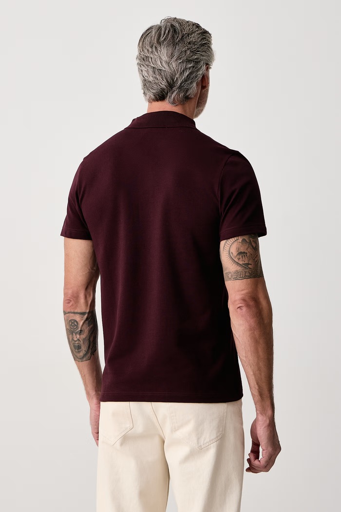 Odzież Lacoste Polo męskie z bawełną DH5522 bordowy